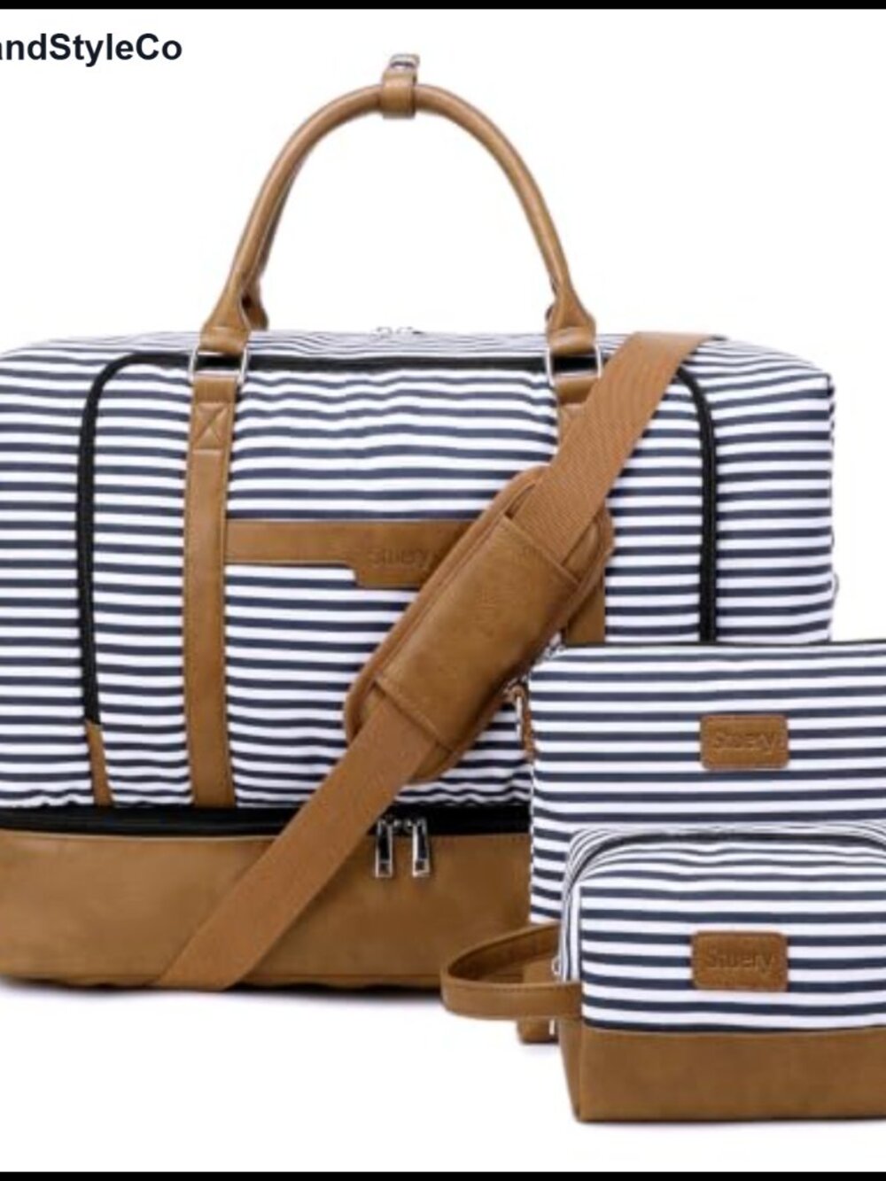 Weekender Bag Large Travel Duffel Faux Leather Carry on Overnight